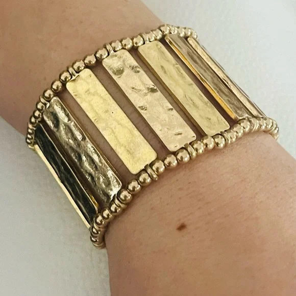 Anthropology Statement Bracelet Gold Hammered Bracelet for Women - Picture 3 of 4